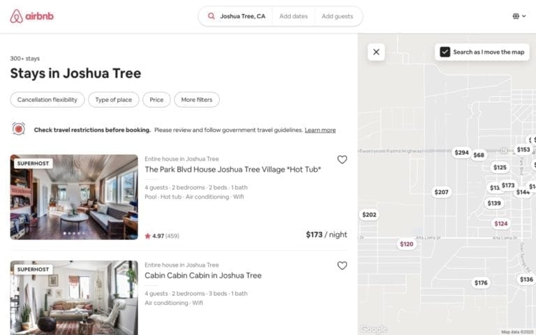 使用Airbnb搜索目的地附近的短租房源。