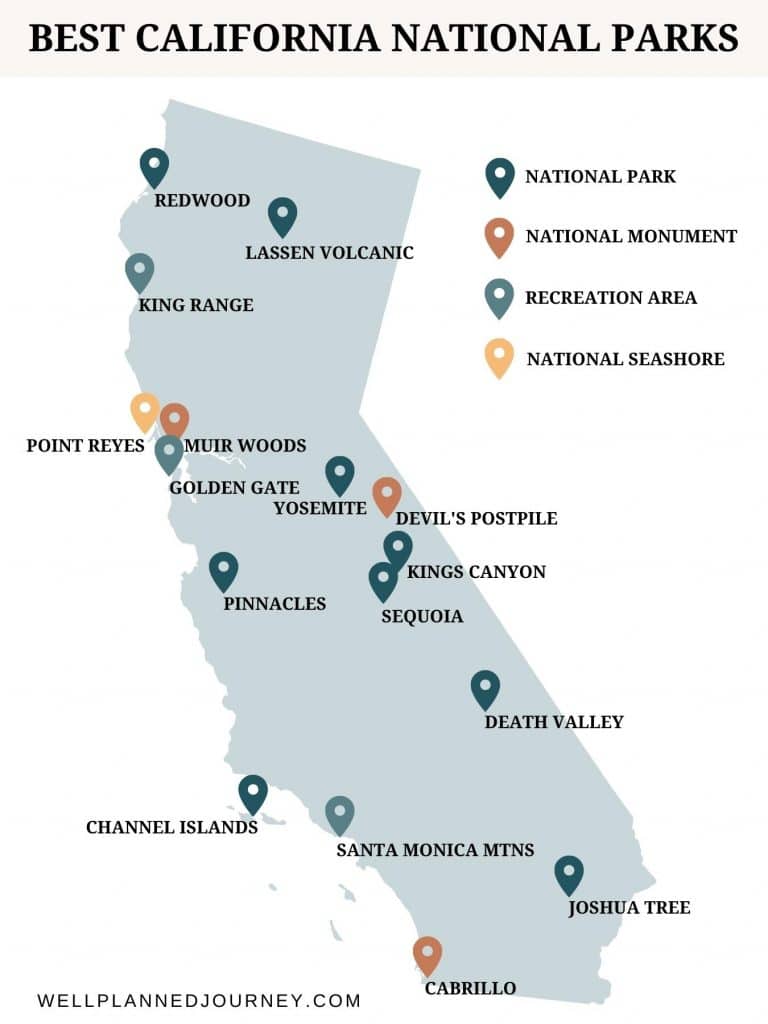 加州最好的国家公园地图bob游戏官方