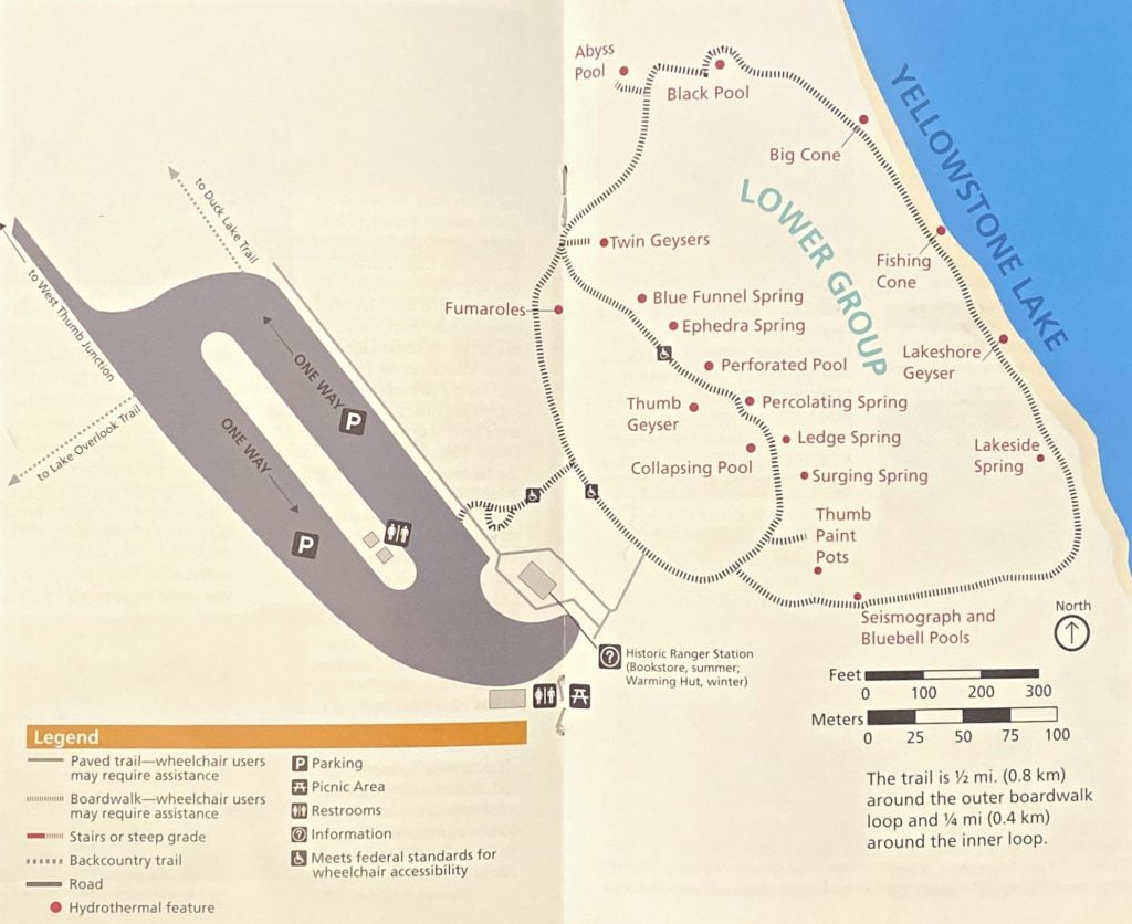 黄石公园西拇指间歇泉盆地地图